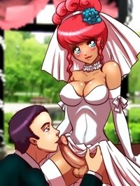 Groom sucks cock of his futanari bride right on the street